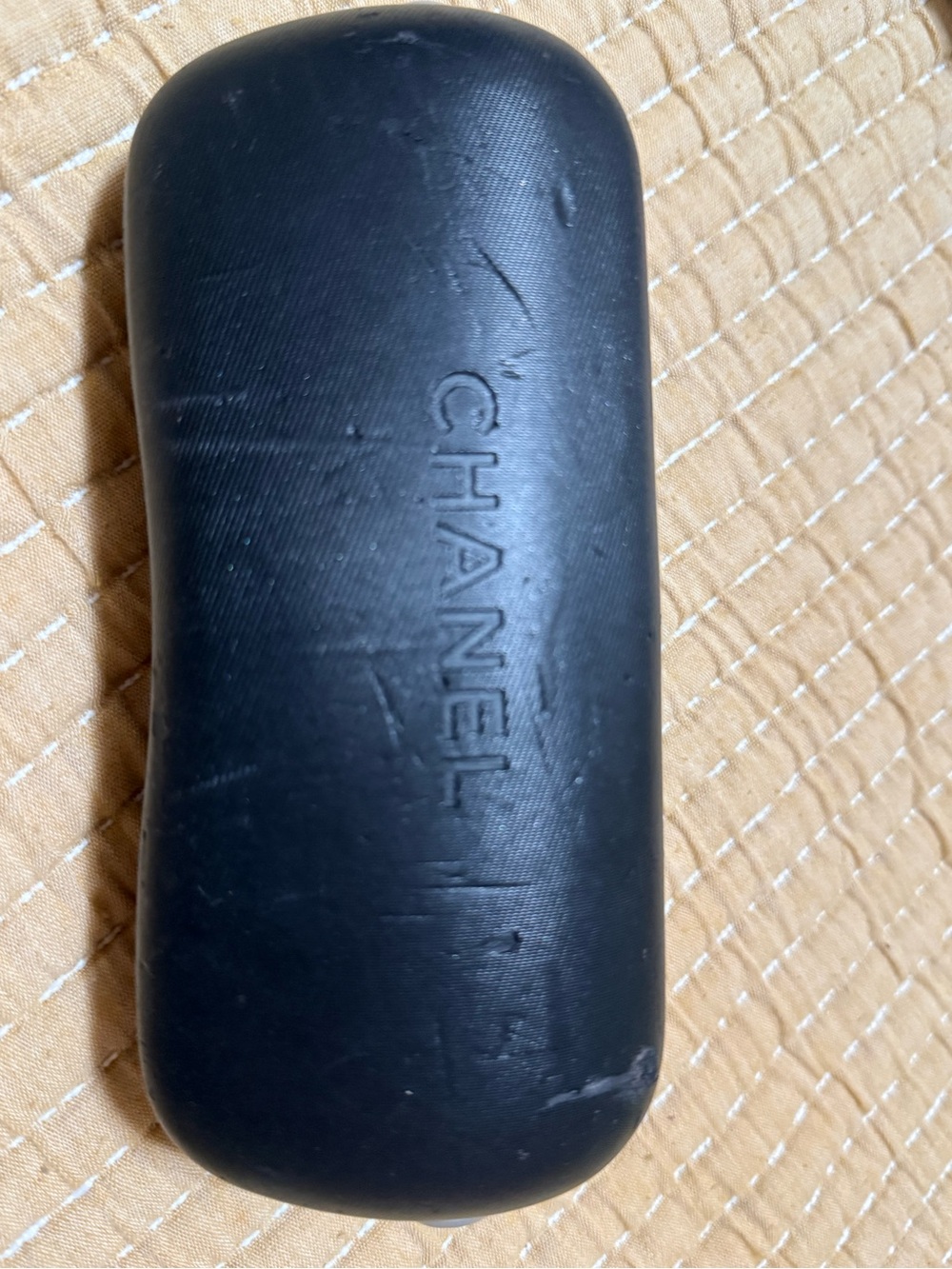 CHANEL Black Hard Sunglasses Case with Embossed Logo